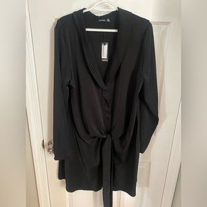 Black Tie Front Shirt Dress